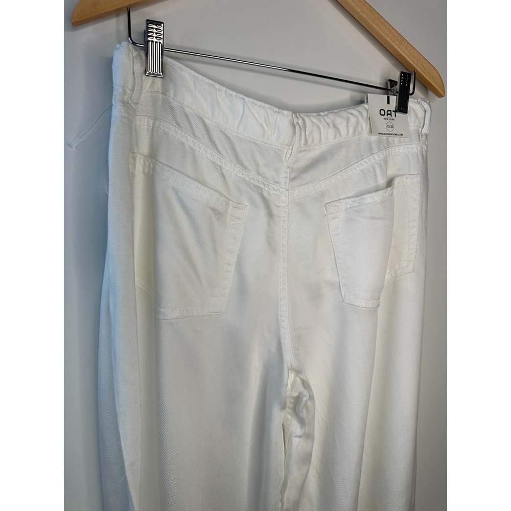 OAT New York White Wide Leg Lyocell Tie Waist Pant Size 10 NWOT Beach Resortwear - Picture 13 of 16